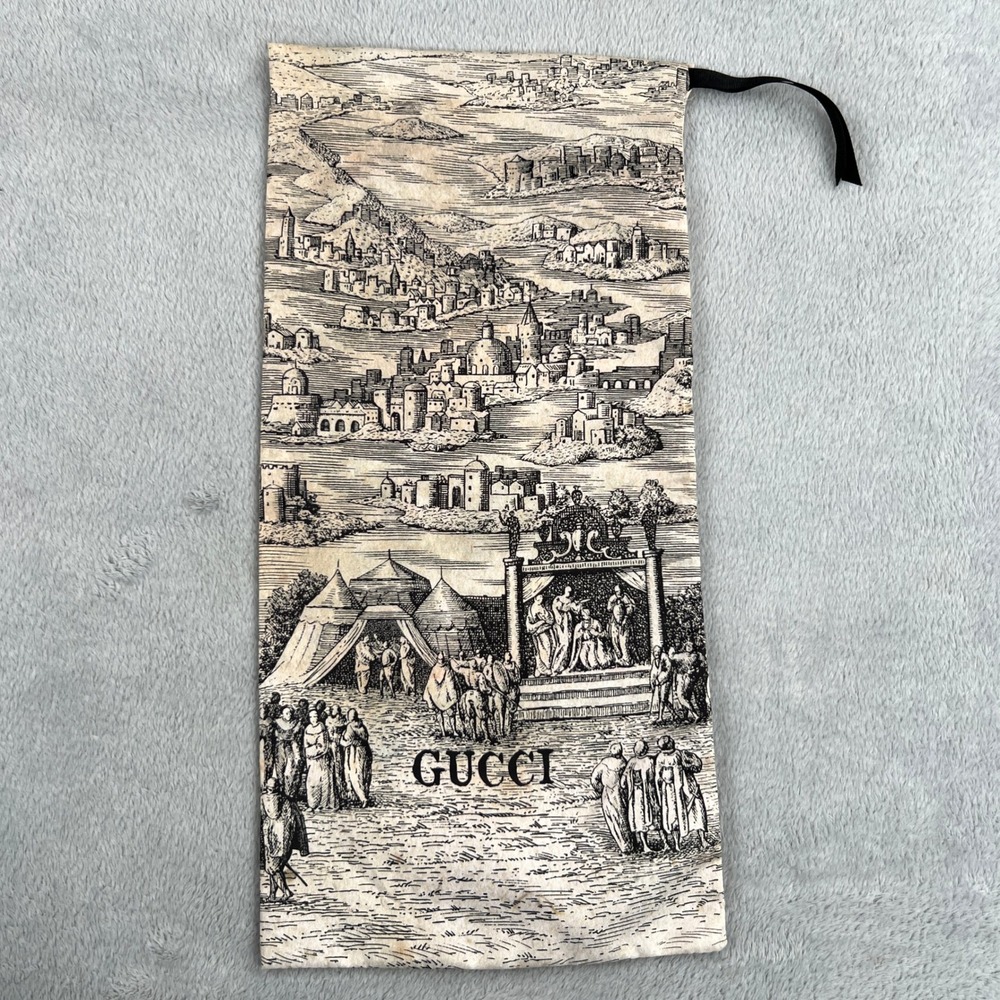Gucci Original Limited Edition Castle Print Dust Bag 8.5x18 Drawstring Shoe Bag